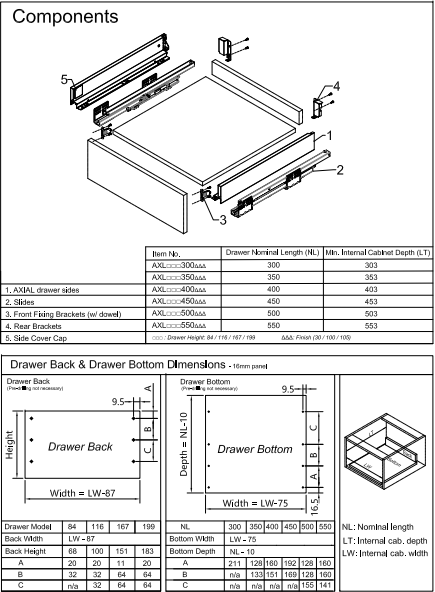 Drawer components diagram